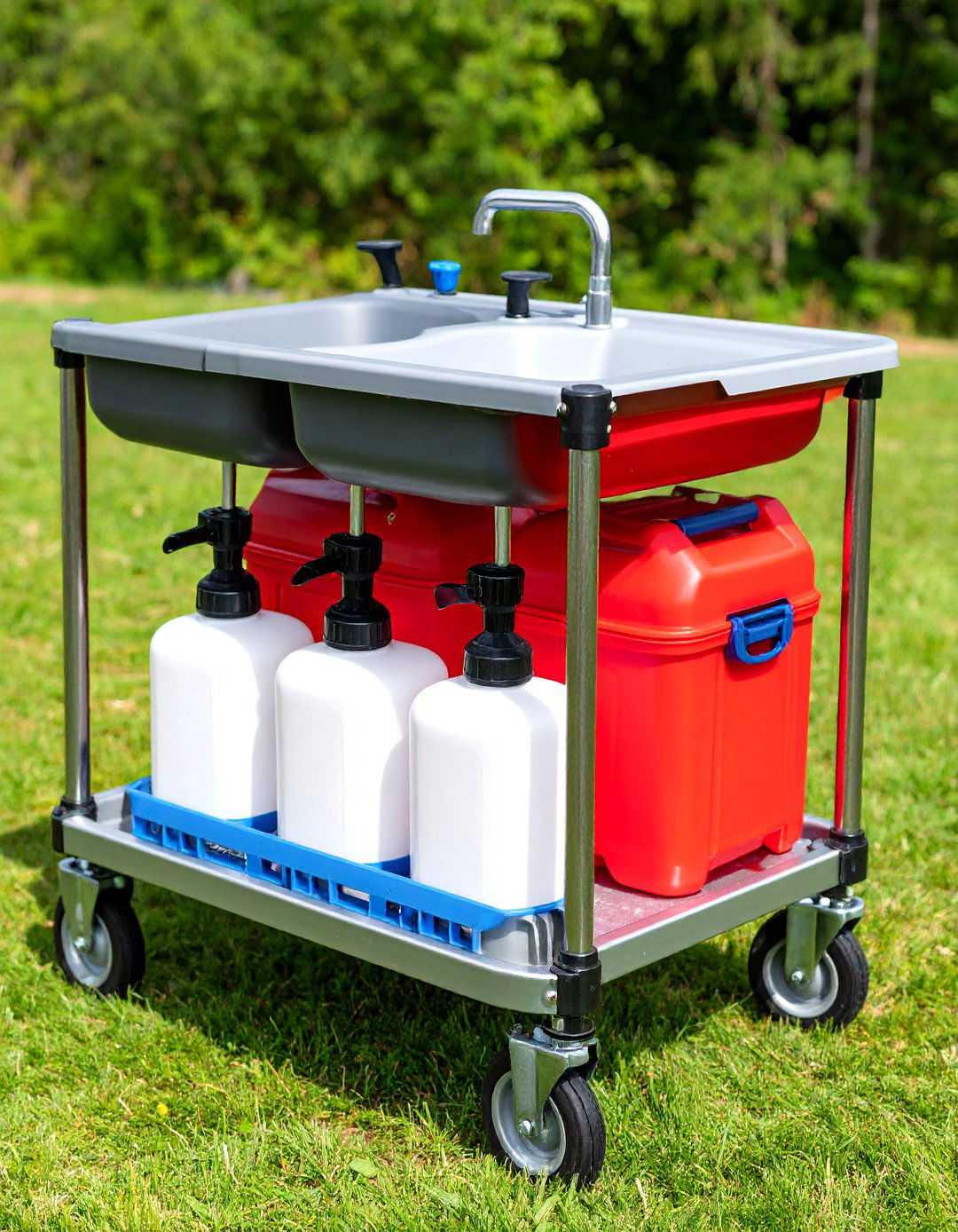 Lightweight Plastic Utility Outdoor Sink on Wheels - 25 outdoor sink ideas