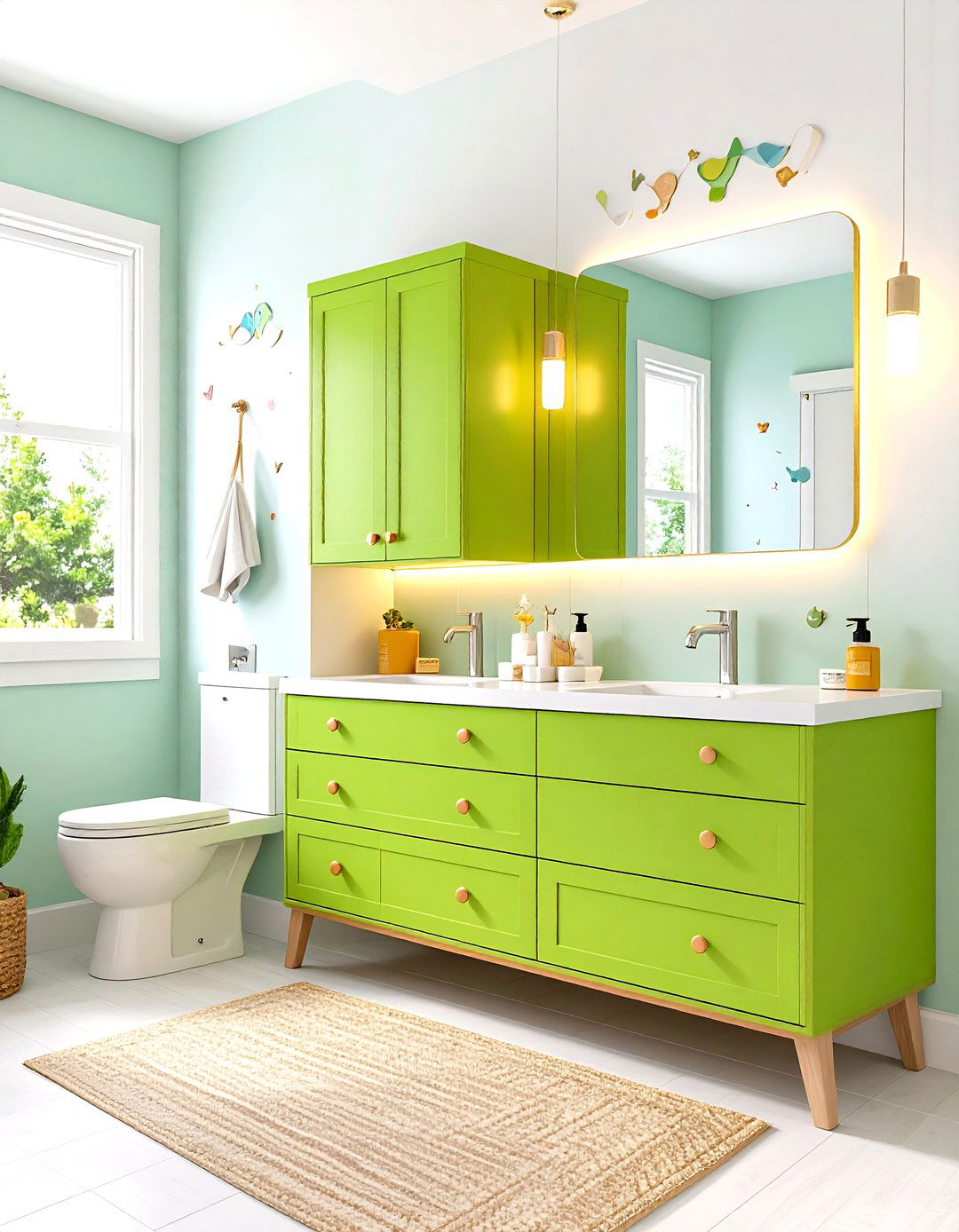 Lime Green Vanity Bathroom for Kids - 25 bathroom with green vanity
