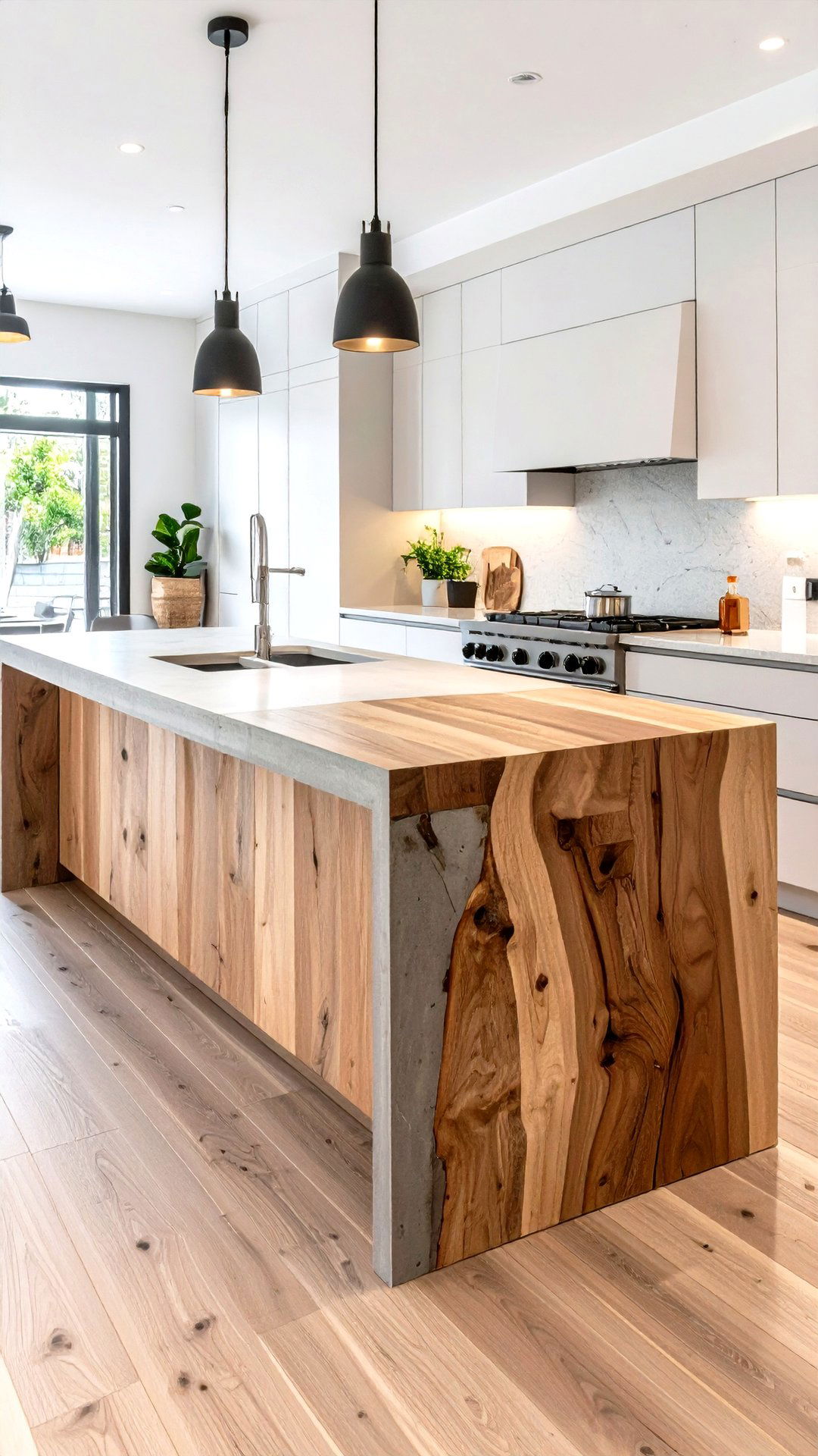 Live Edge Wood and Concrete Countertop Hybrid - 25 concrete countertop ideas