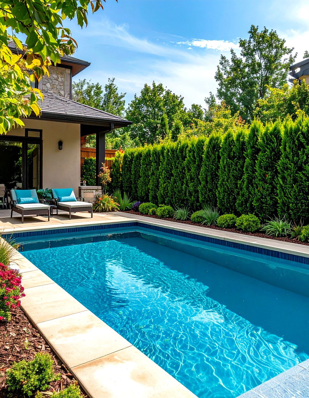 Living Hedge Dampens Noise and Adds Privacy - 25 above ground pool ideas