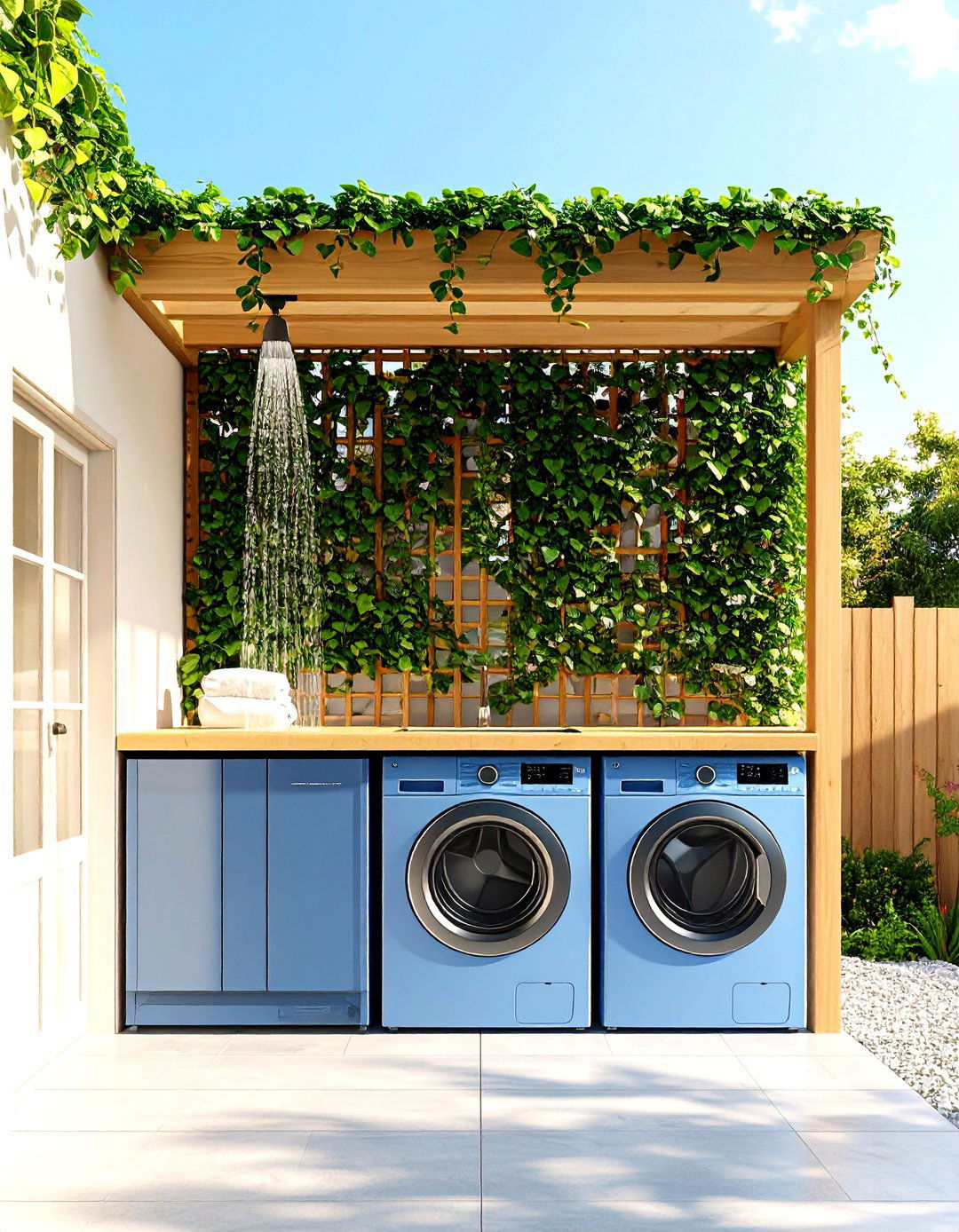 Living Wall Backdrop Softens the Zone - 25 outdoor laundry area design ideas