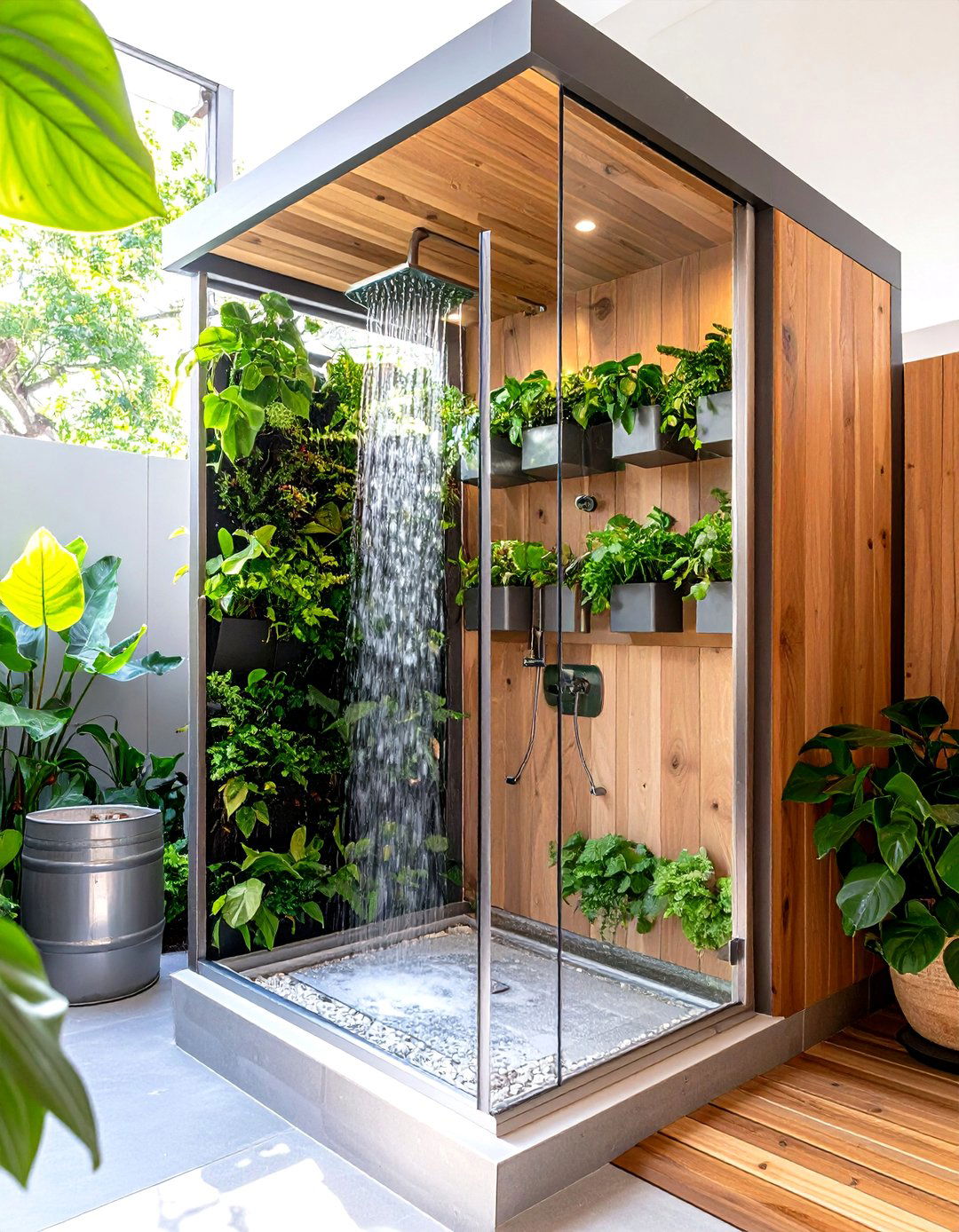 Living Wall Shower Alcove - 25 outdoor bathroom ideas