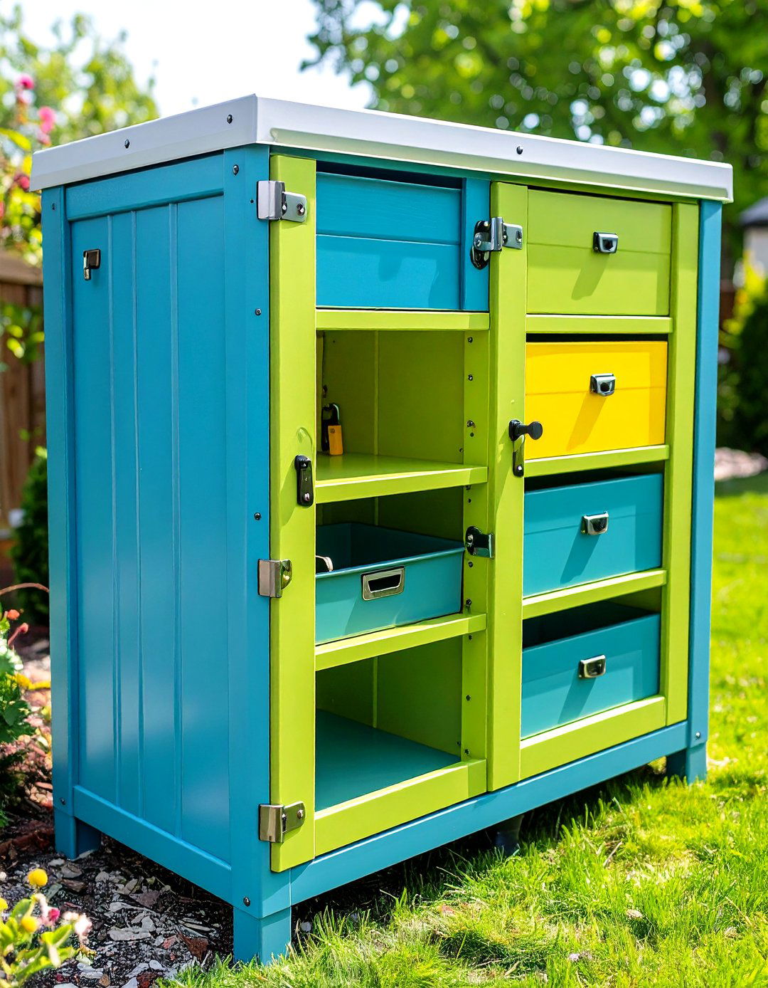 Lockable Resin Locker Outdoor Storage for Tools - 25 outdoor storage ideas