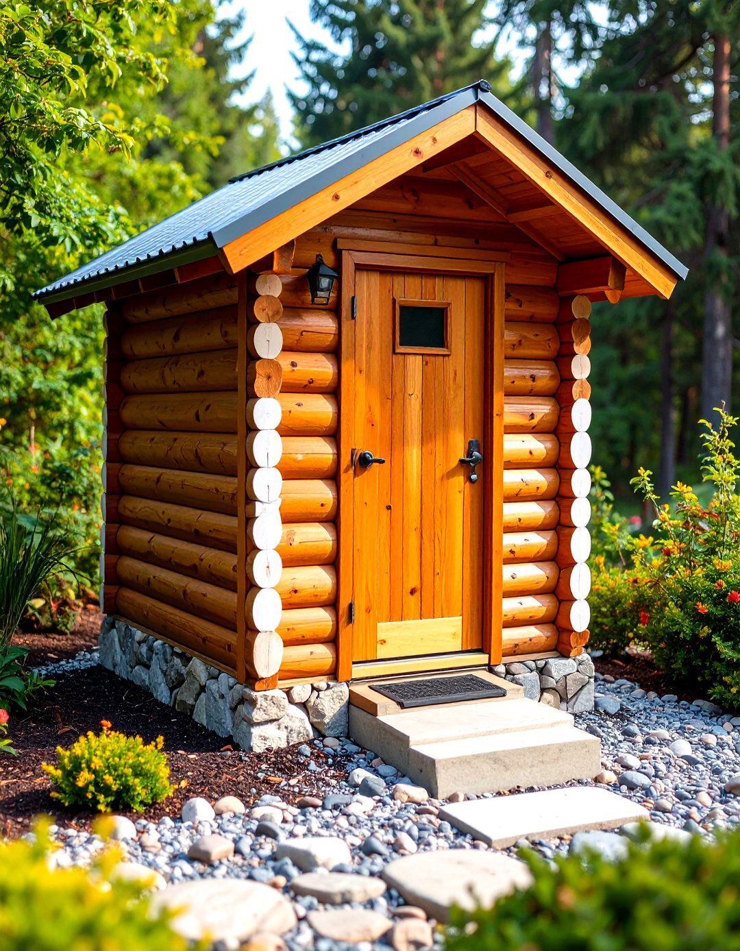 Log Cabin Style Outhouse with Chinking - 25 outhouse design ideas
