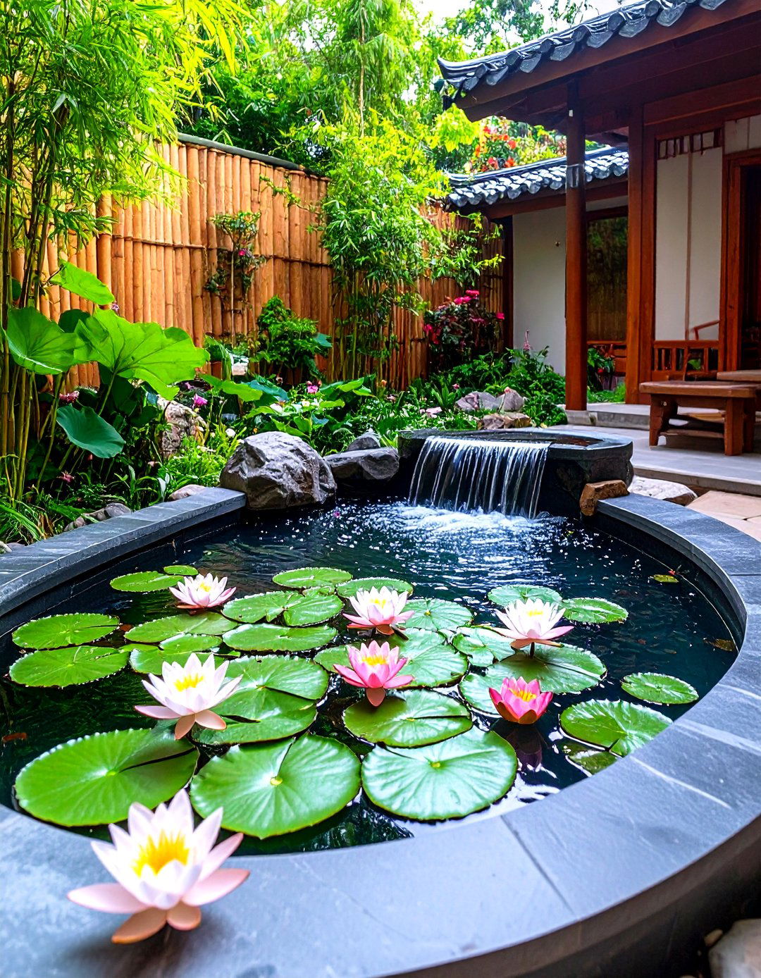 Lotus Basin Reflecting Pool for Meditative Depth - 25 asian landscaping ideas