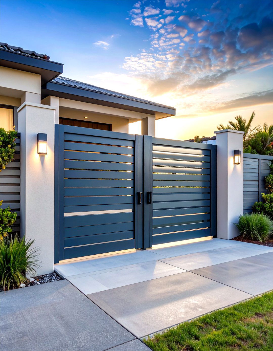 Louvered Metal Privacy Driveway Gate - 25 driveway gate ideas