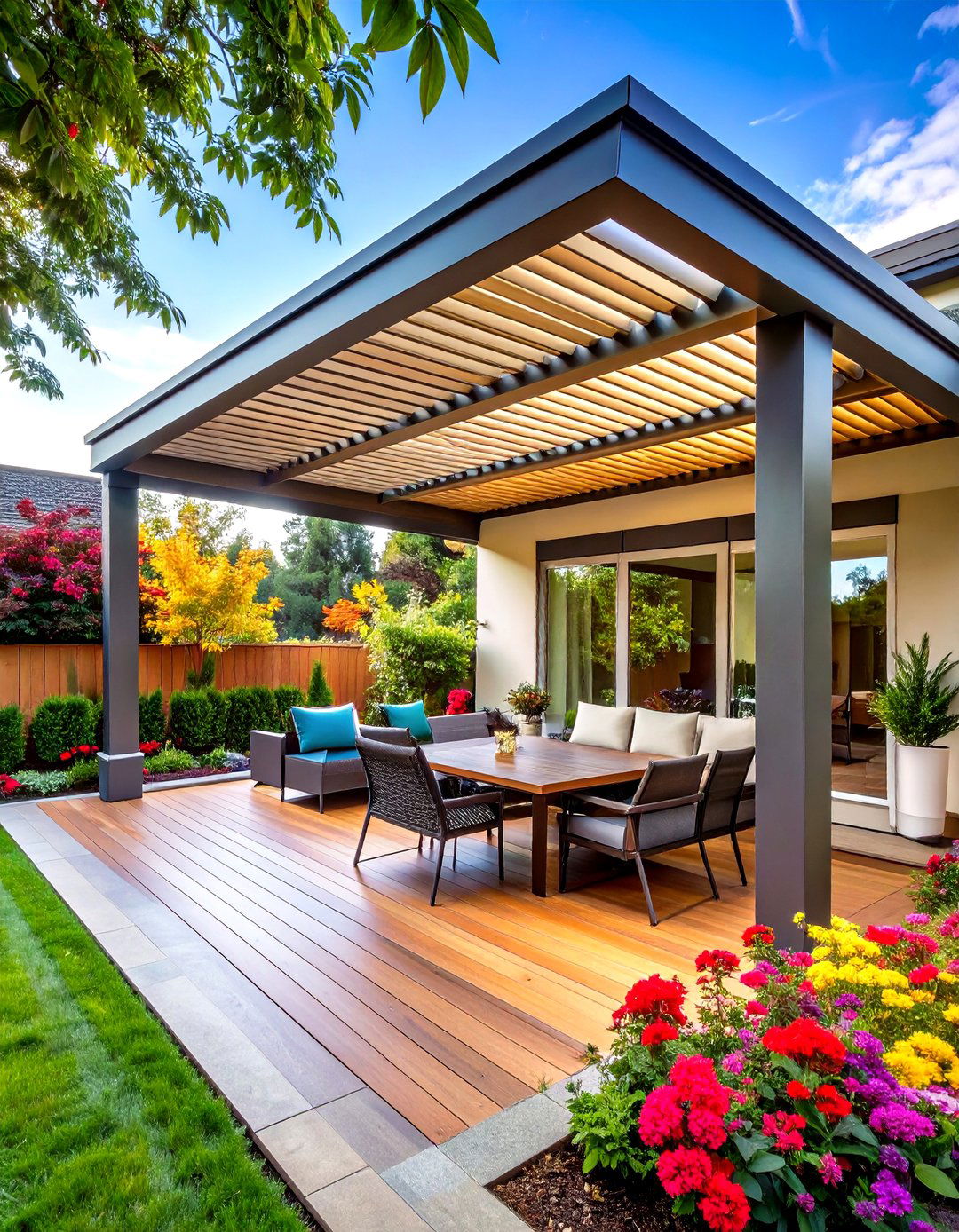 Louvered Roof Patio Deck for Weather Proof Lounging - 25 patio deck ideas