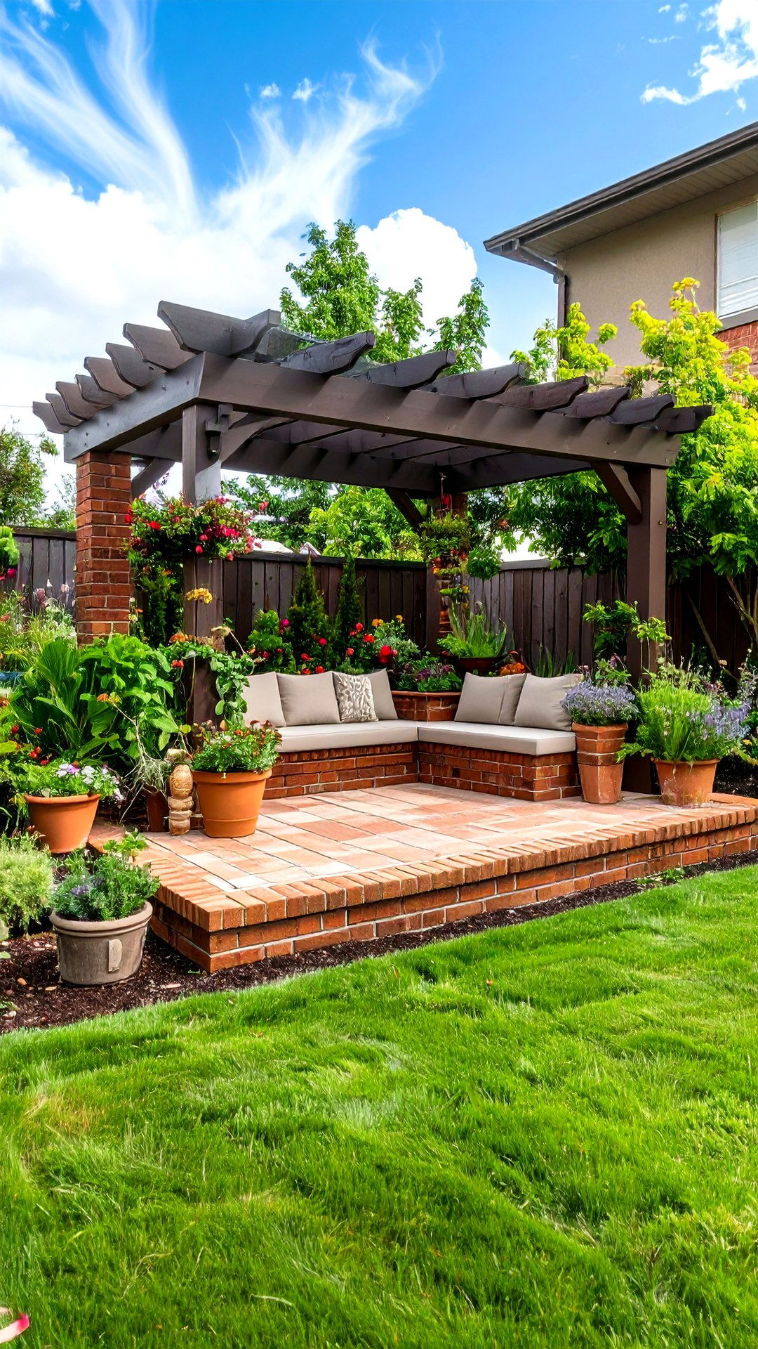 Low Brick Seating Bench - 25 brick landscaping ideas
