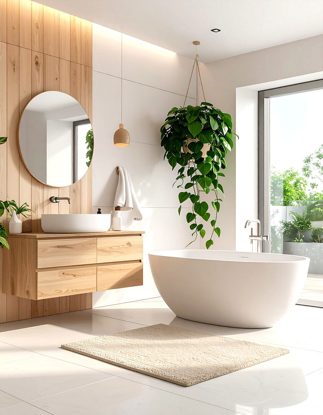 Low Light Houseplant Adds Living Texture - 25 minimalist bathroom ideas