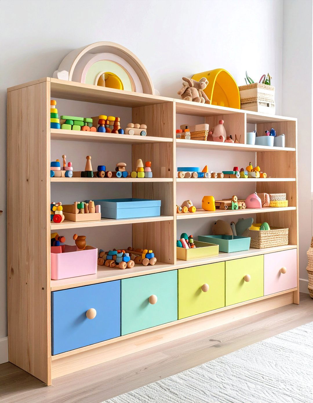 Low Montessori Shelf Unit - 25 nursery storage ideas