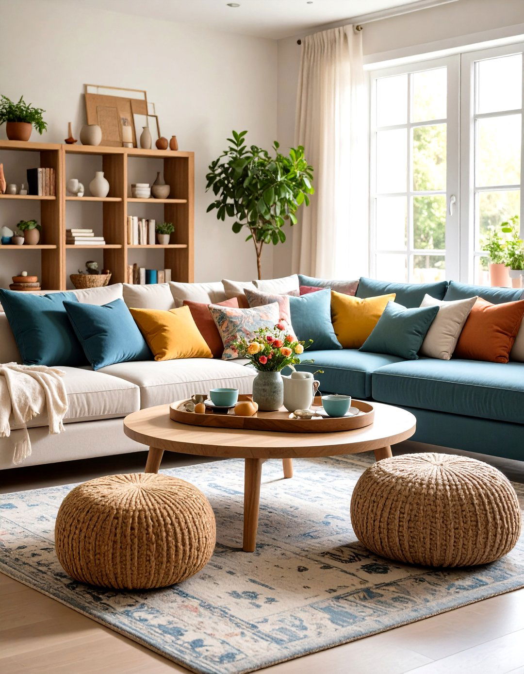 Low Ottoman Coffee Table Perch - 25 floor seating ideas