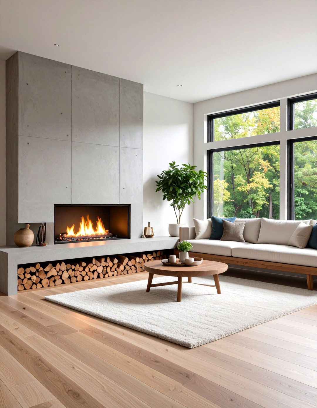 Lower the Fire Into a Long Bench - 25 off-center fireplace ideas