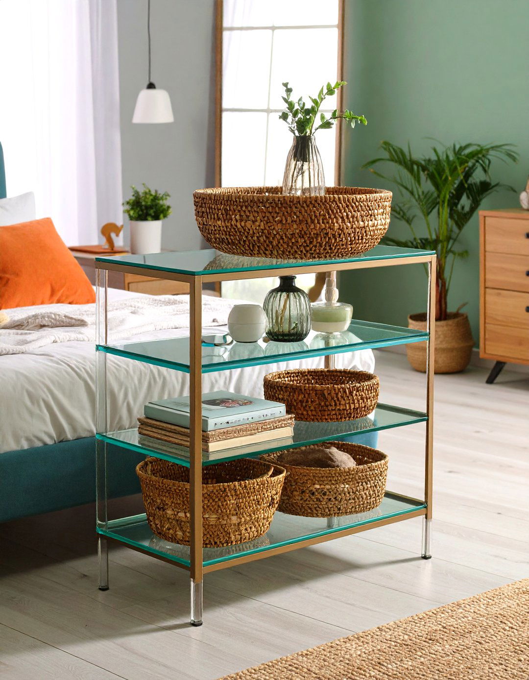 Lucite Nightstand Lifts Visual Weight - 25 nightstand ideas