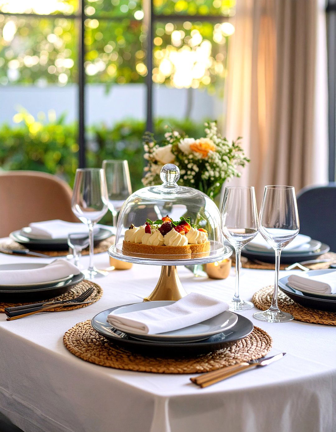 Lucite and Glass Accents on the Dining Table - 25 dining table decor ideas