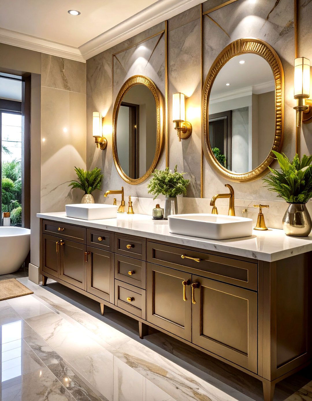 Luxe Metallic Accents in Art Deco Bathrooms - 25 art deco bathroom ideas