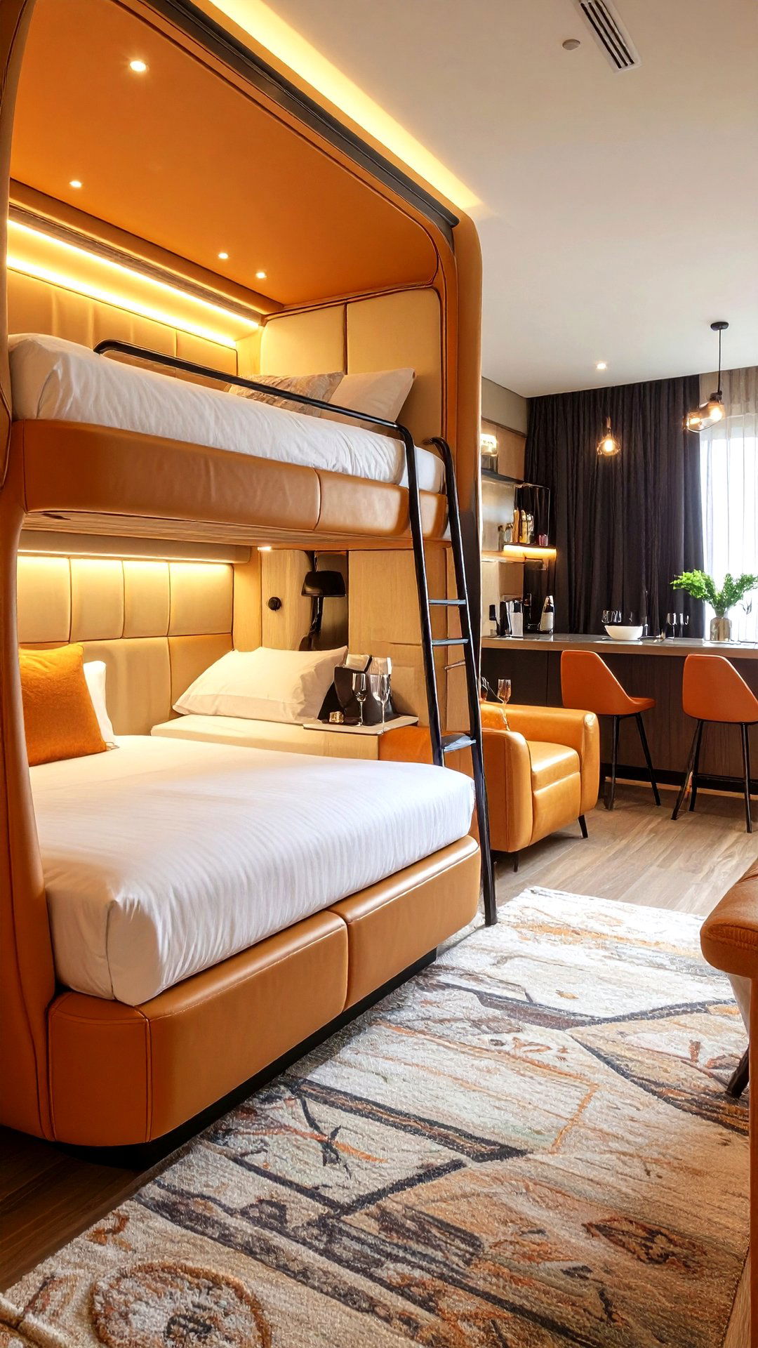 Luxury Adult Bunk Room with Queen Size Pods - 25 bunk room ideas