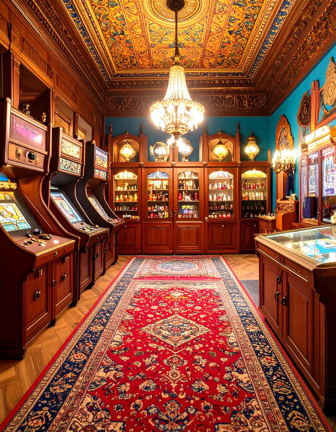 Luxury Arcade Room with Vintage Cabinets - 25 arcade room ideas
