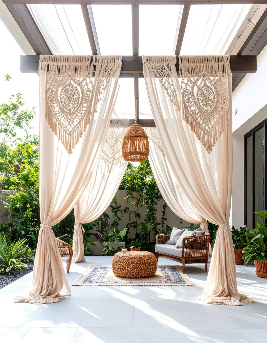 Macrame Boho Patio Curtains - 25 patio curtain ideas