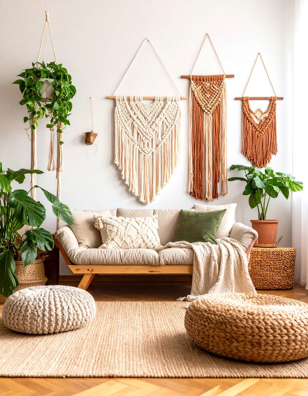 Macrame Layers Softening a s Living Room - 25 70s living room ideas