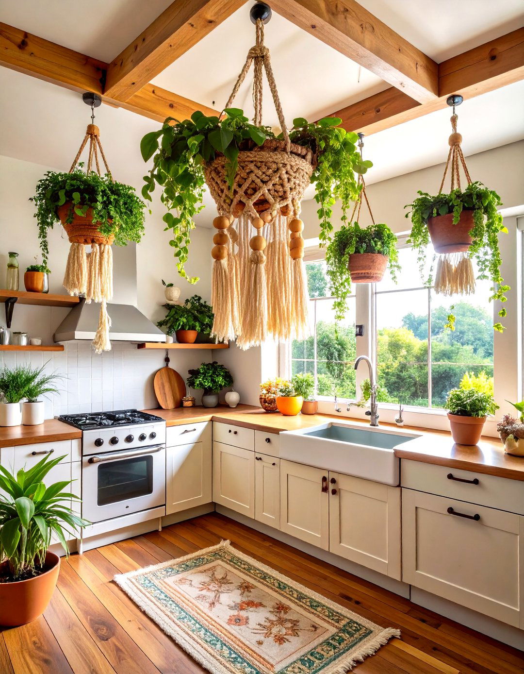 Macrame Plant Hangers Bring Life to a s Kitchen Ceiling - 25 70s kitchen ideas