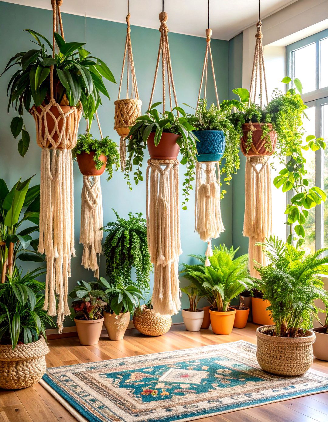 Macrame Plant Hangers Bring the Outdoors In - 25 70s dining room design ideas