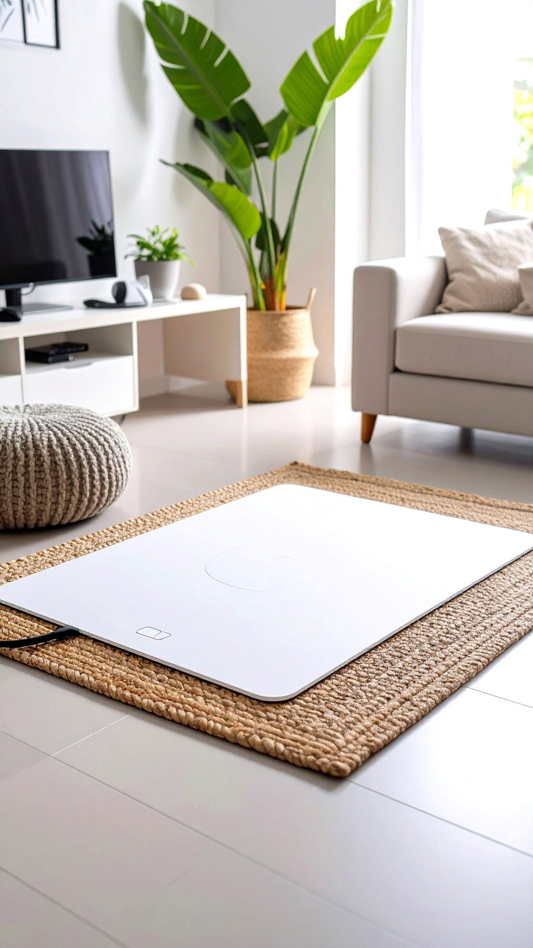 Magnetic Cableless Charging Mat in a White Gaming Setup - 25 all white gaming setup ideas