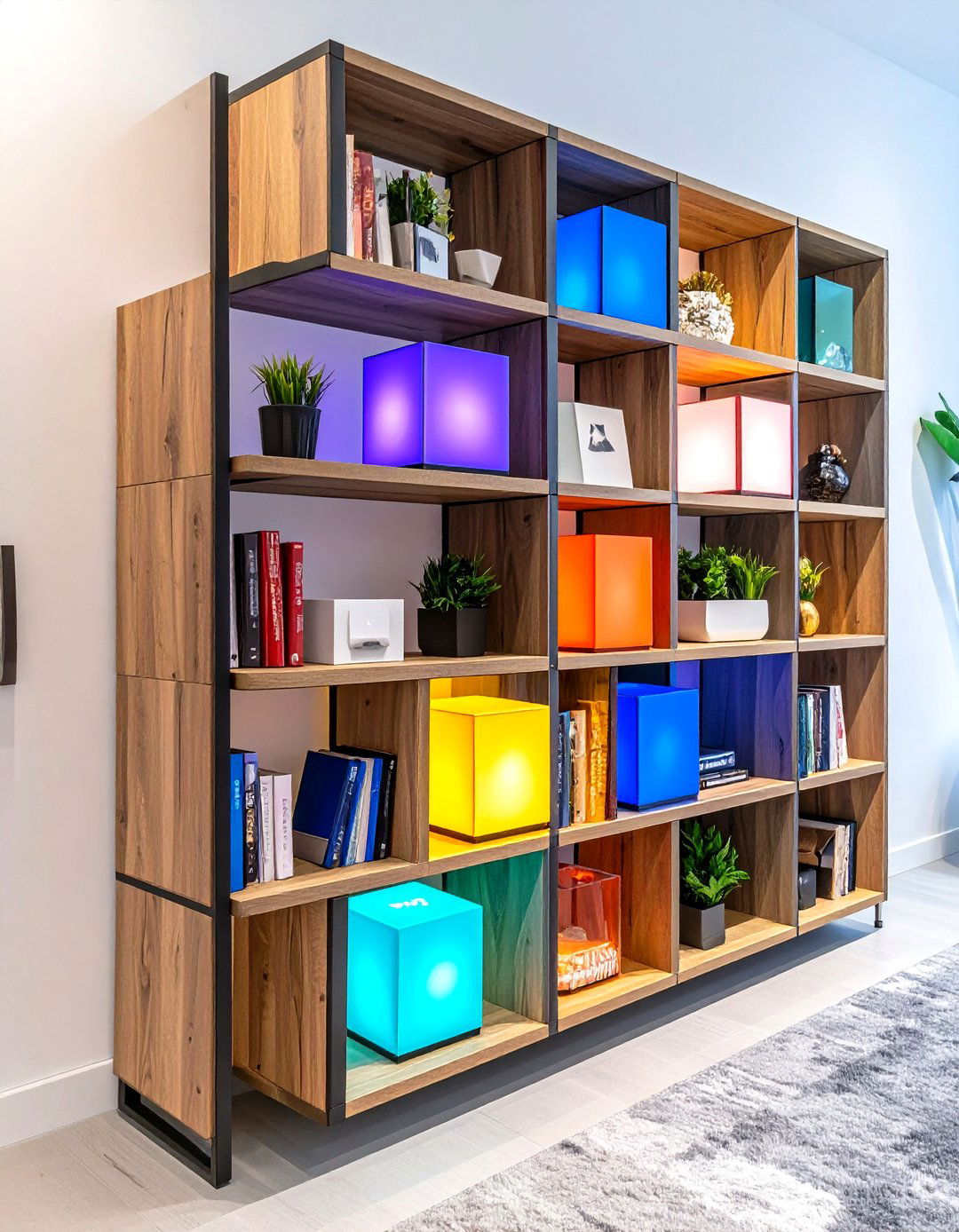 Magnetic Modular Cubes Enable Reconfigurable Bookshelf Lighting - 25 bookshelf lighting ideas
