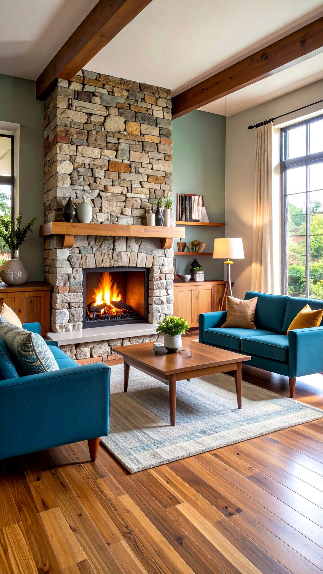 Make the Fireplace a Stacked Stone Showpiece - 25 1950s living room ideas