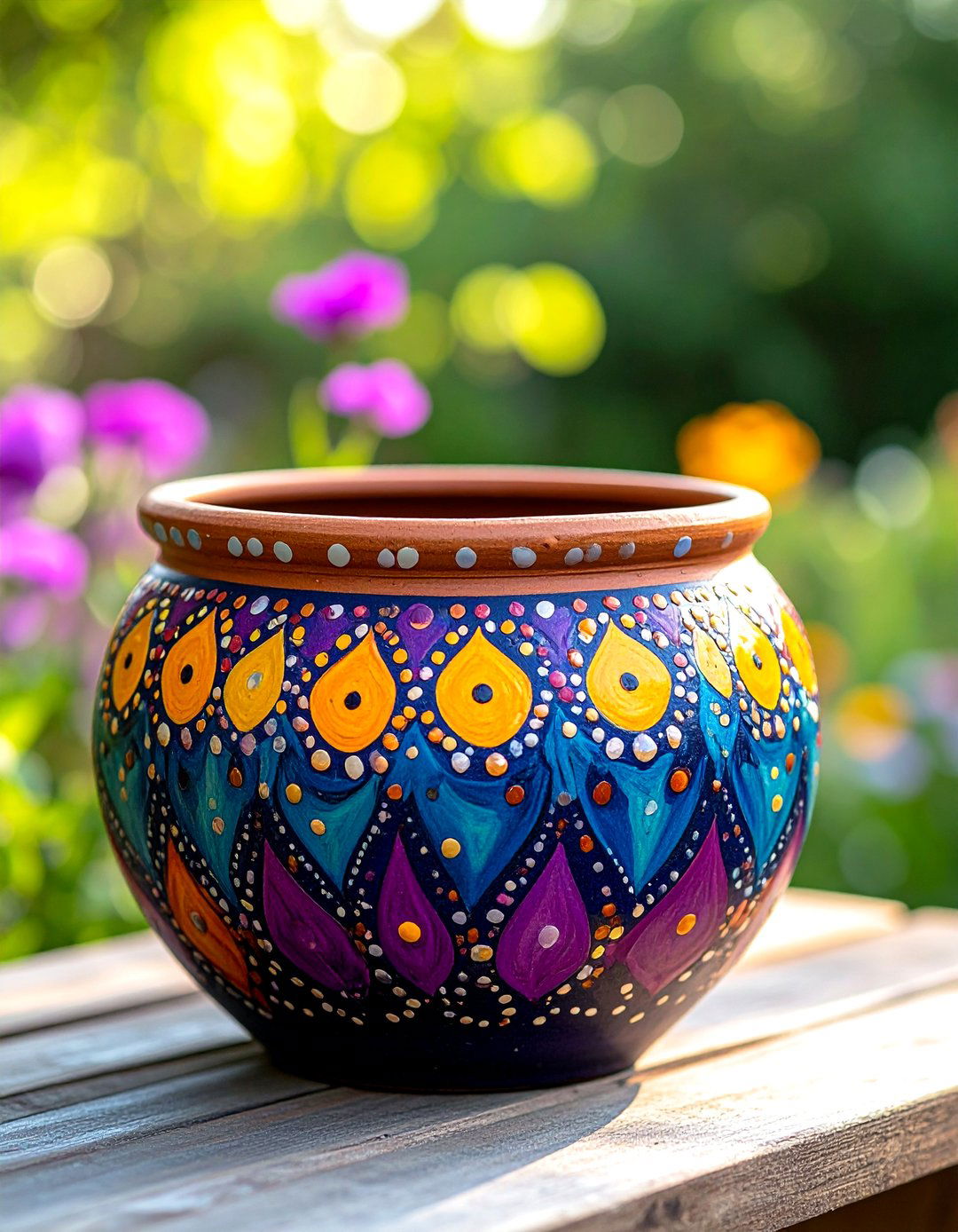 Mandala Dot Art Painted Pot - 25 painted pot ideas