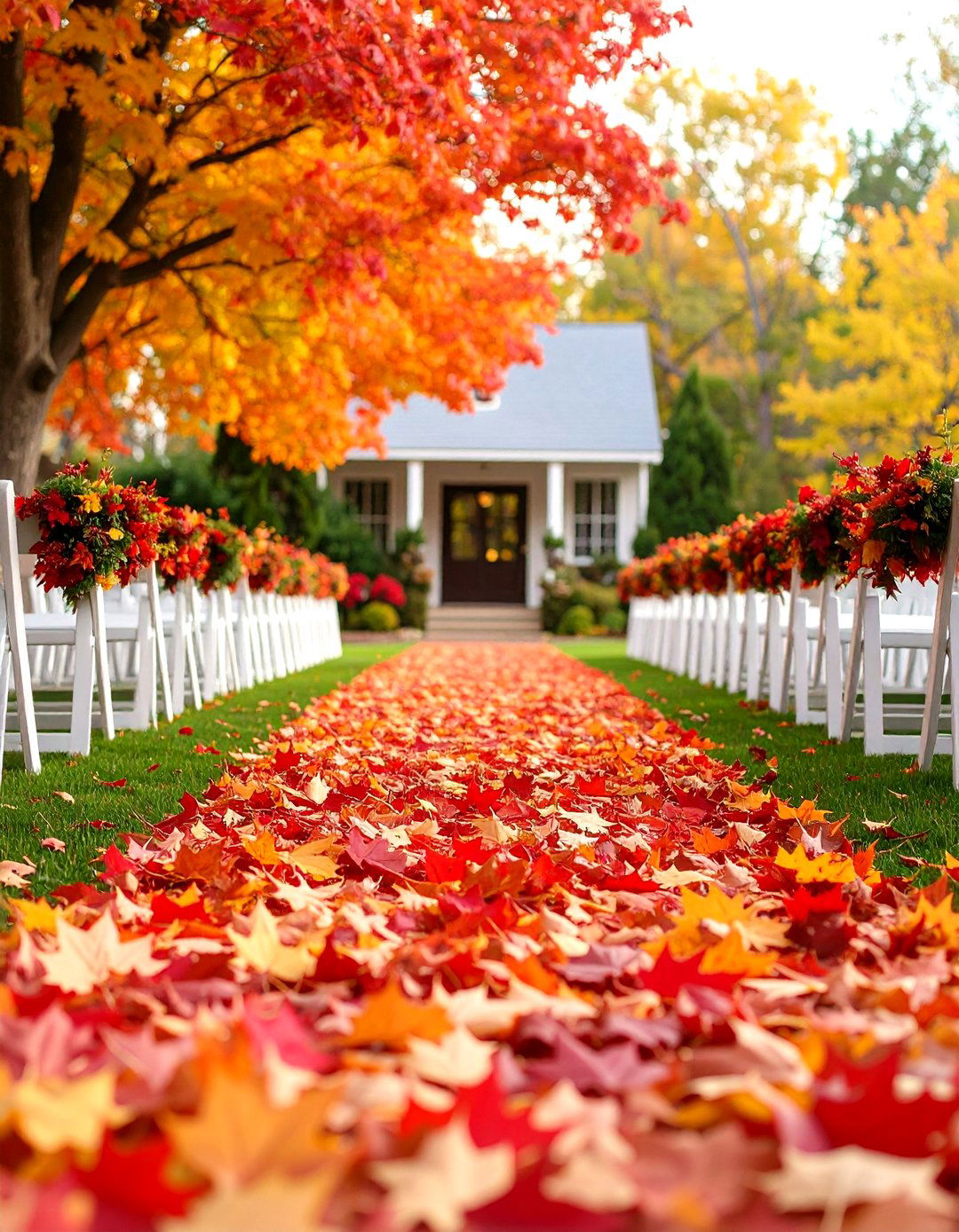 Maple Leaf Aisle Scatter Fall Wedding Decor - 25 fall wedding décor ideas