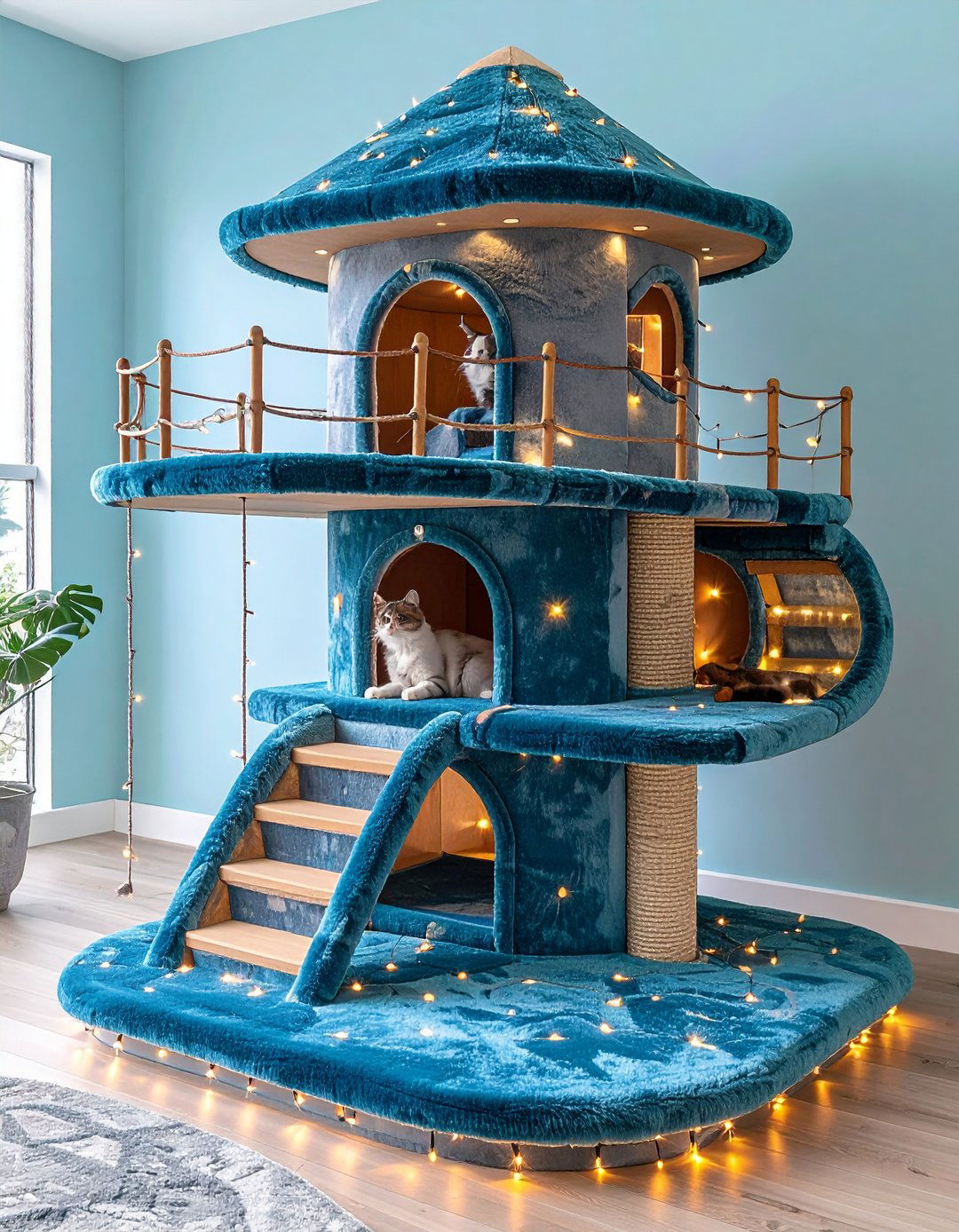 Marine Carpet Skybridge Cat Tree - 25 outdoor cat tree ideas
