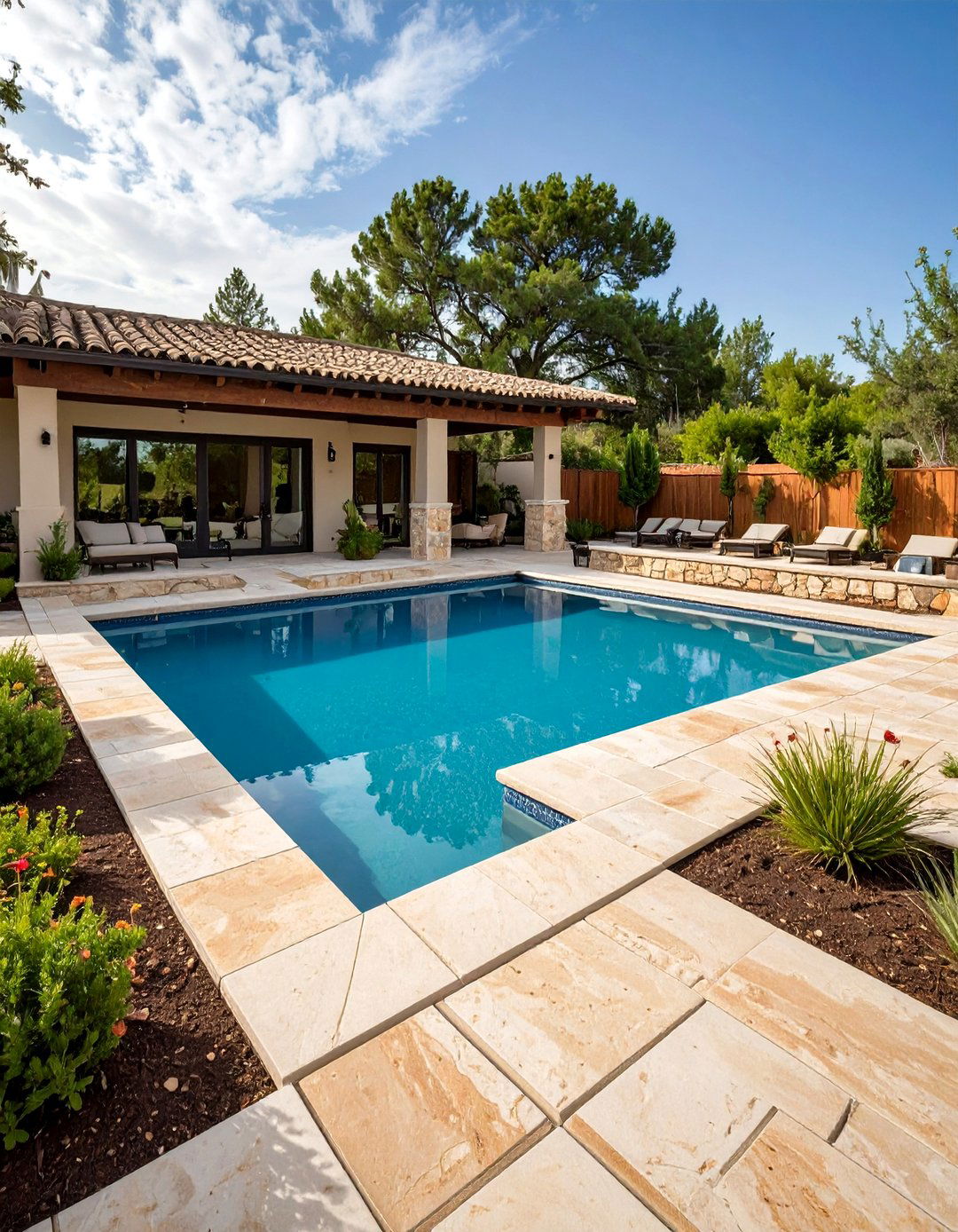 Matching Stone Patio Continuity - 25 lagoon pool ideas