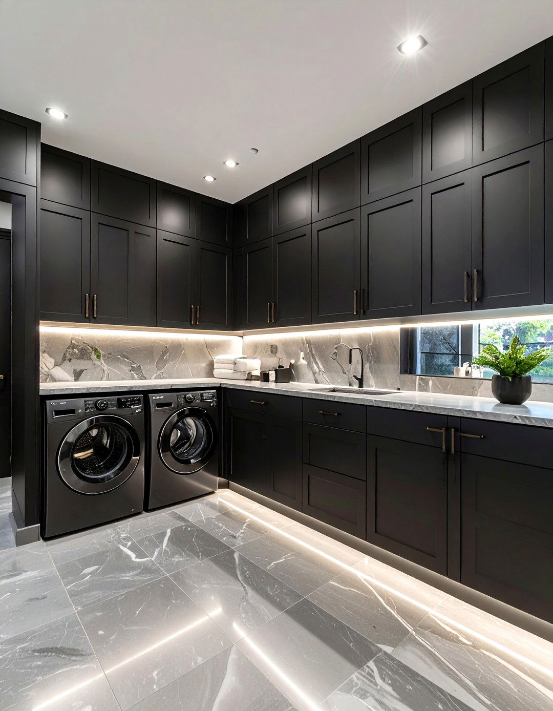 Matte Black Cabinetry Laundry Room - 25 dark & moody laundry room ideas