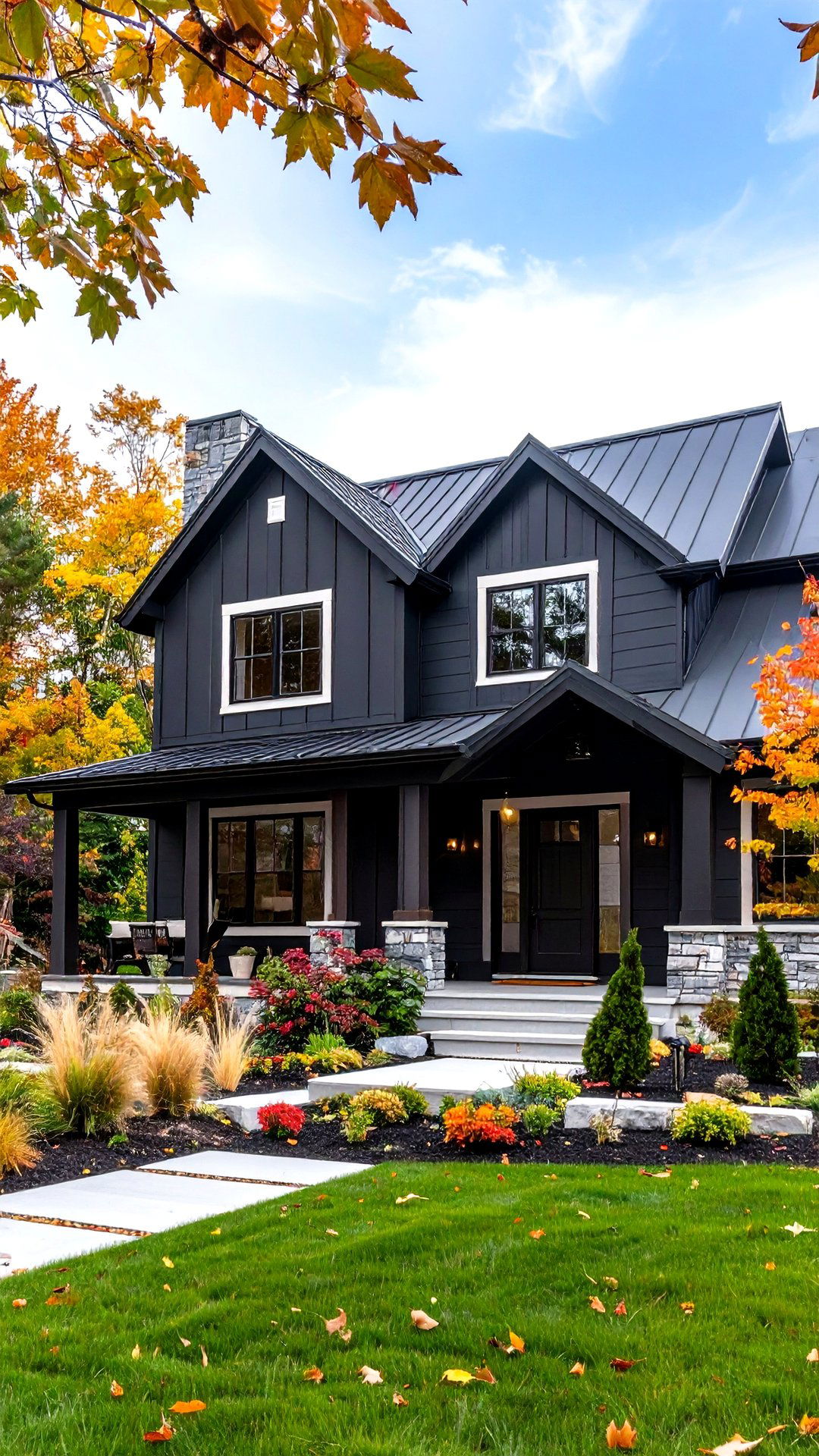 Matte Black Farmhouse Reinvention - 25 black house exteriors & paint colors