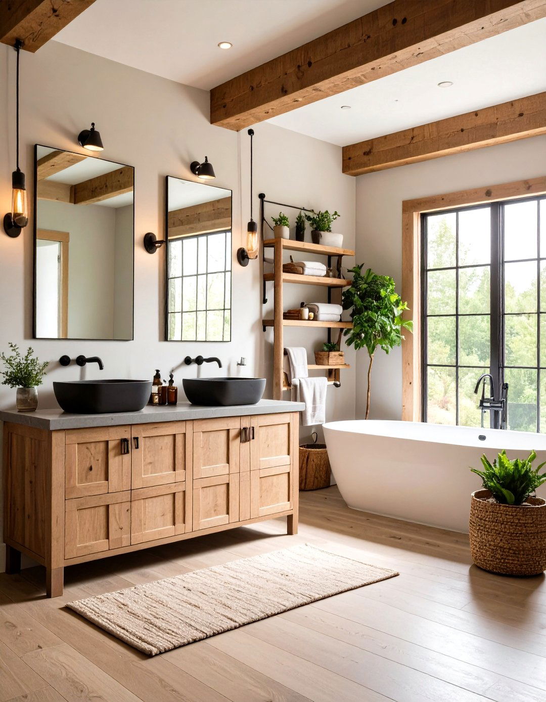 Matte Black Industrial Fixtures Elevate a Barndominium Bathroom - 25 barndominium bathroom ideas