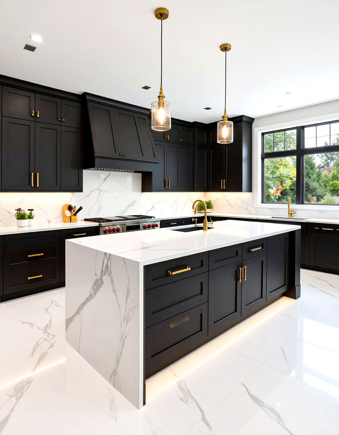 Matte Black Kitchen Cabinets and Calacatta Quartz Countertops - 25 black kitchen cabinets with white countertops