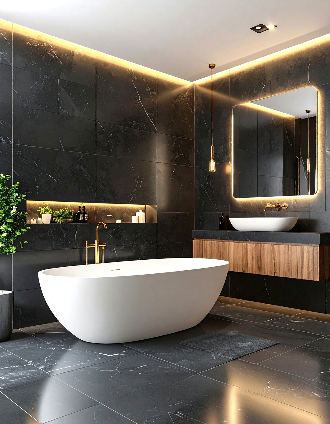 Matte Black Tile Creates Instant Drama - 25 bathroom tile ideas