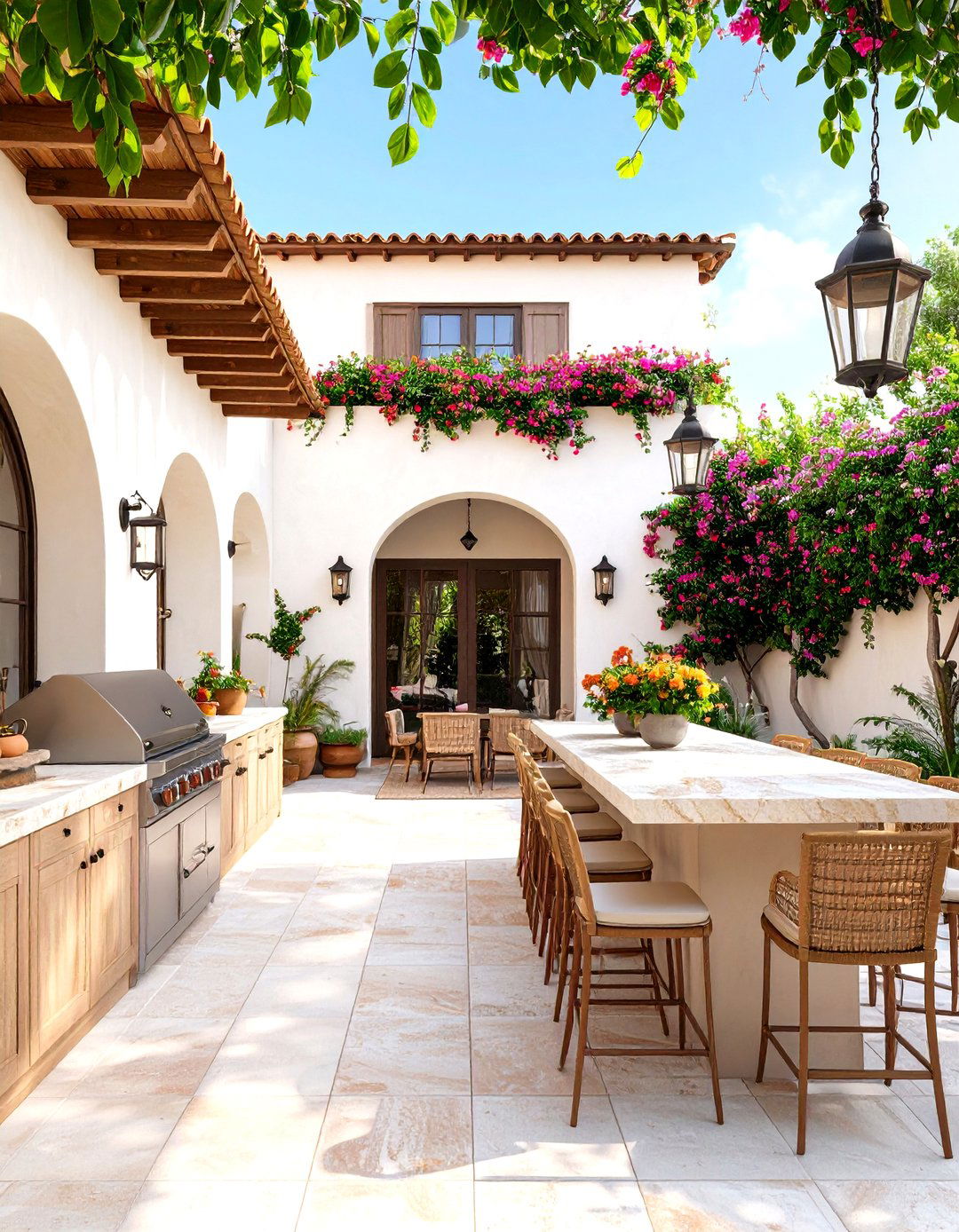 Mediterranean Courtyard Charm - 25 Stucco Outdoor Kitchen Ideas