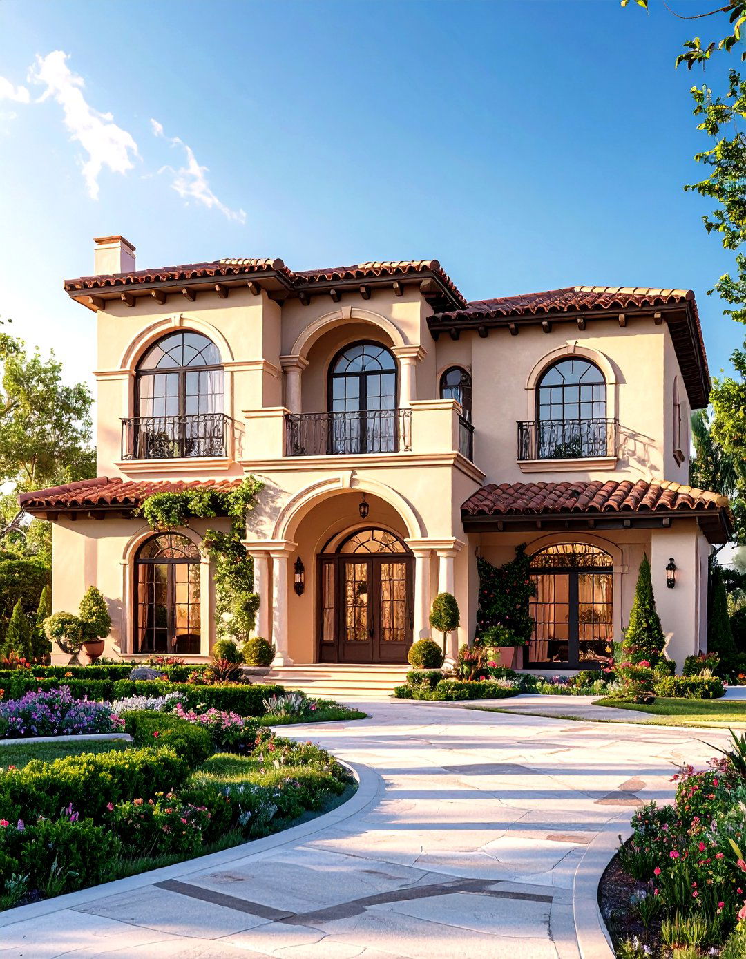 Mediterranean Mood Olive Stucco and Terracotta Tile - 25 olive green house exterior ideas