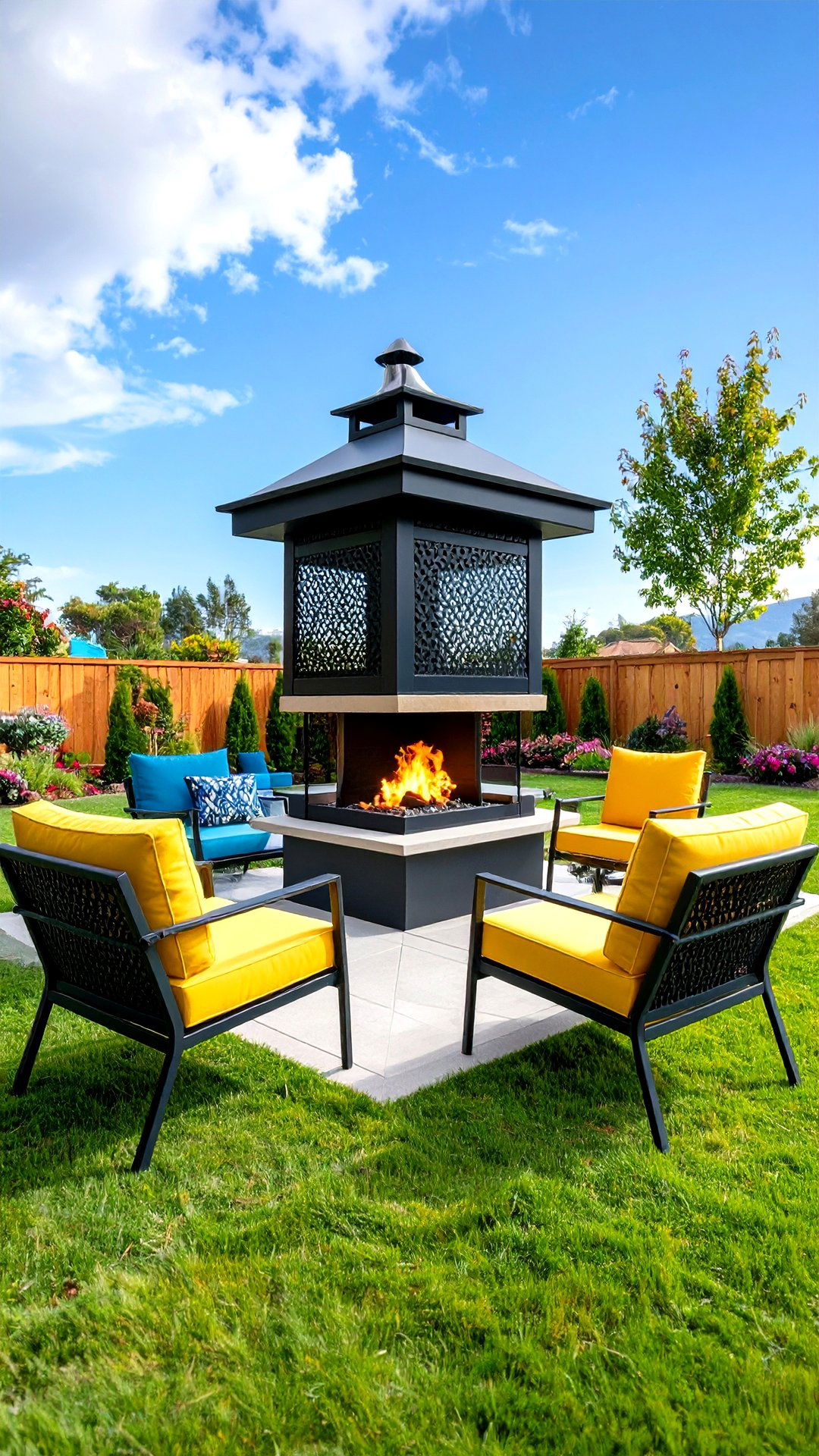 Mesh Screen Outdoor Sided Fireplace for Breezy Yards - 25 3 sided fireplace ideas