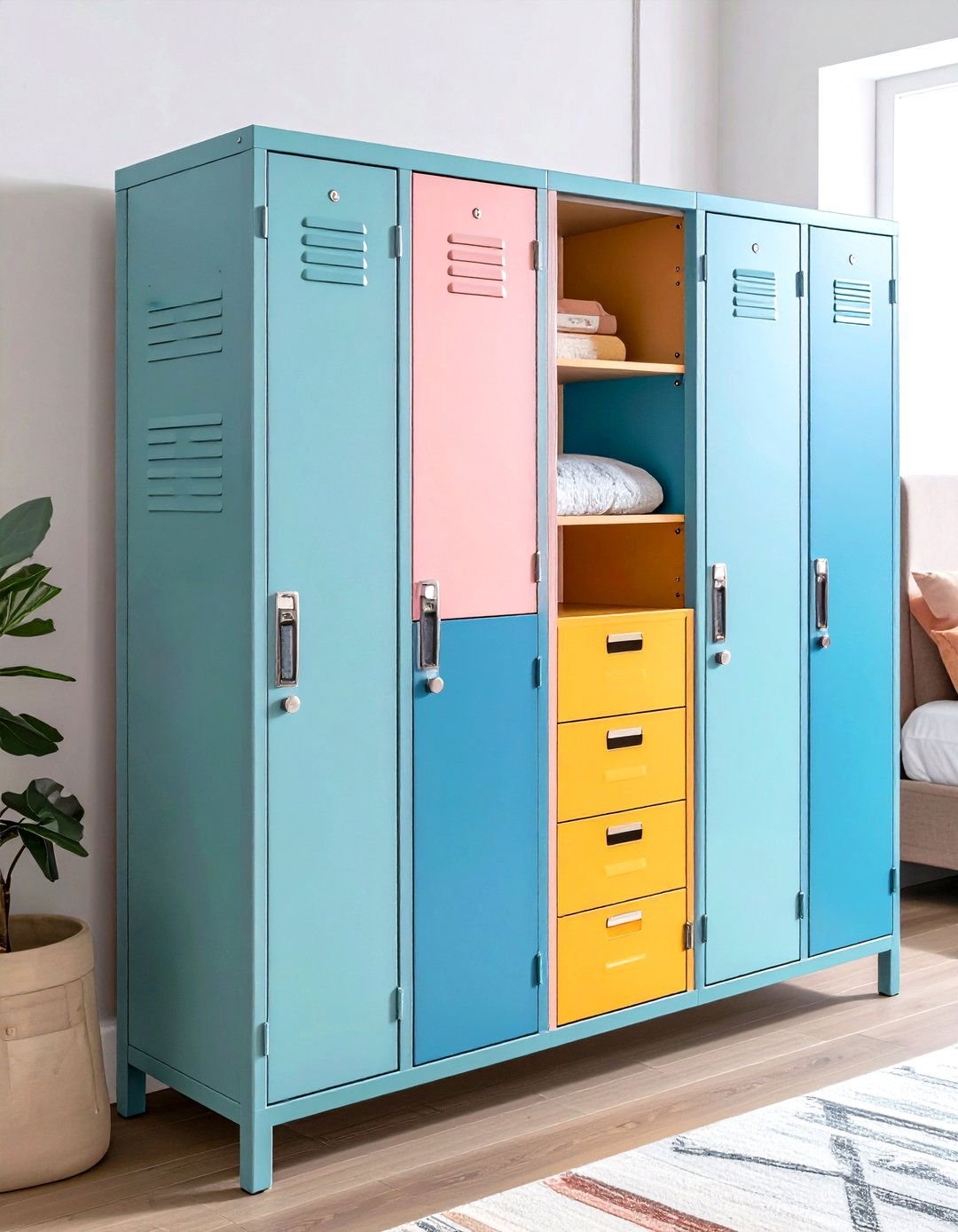 Metal Locker Nightstand Locks Away Clutter - 25 nightstand ideas