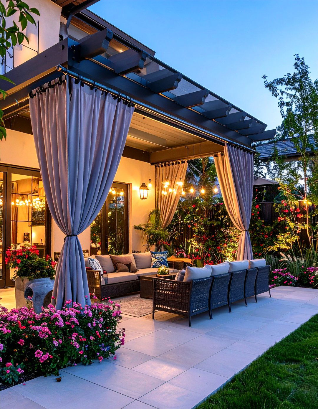 Metallic Eyelet Patio Curtains - 25 patio curtain ideas