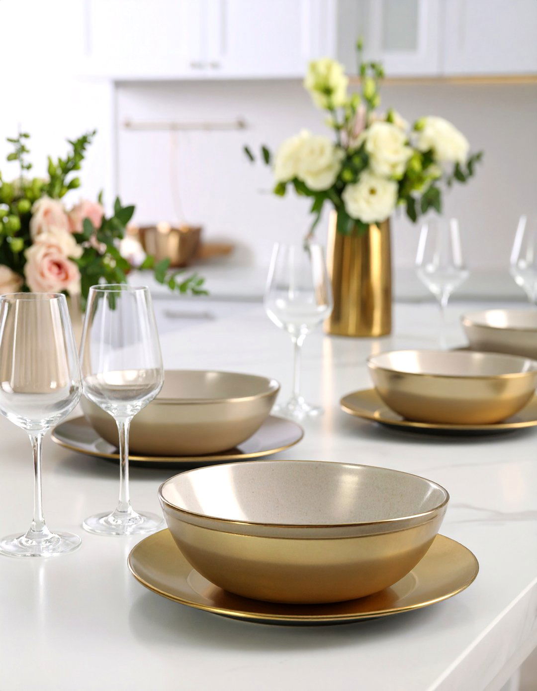 Metallic Pop Chargers Elevating the Dining Table - 25 dining table decor ideas