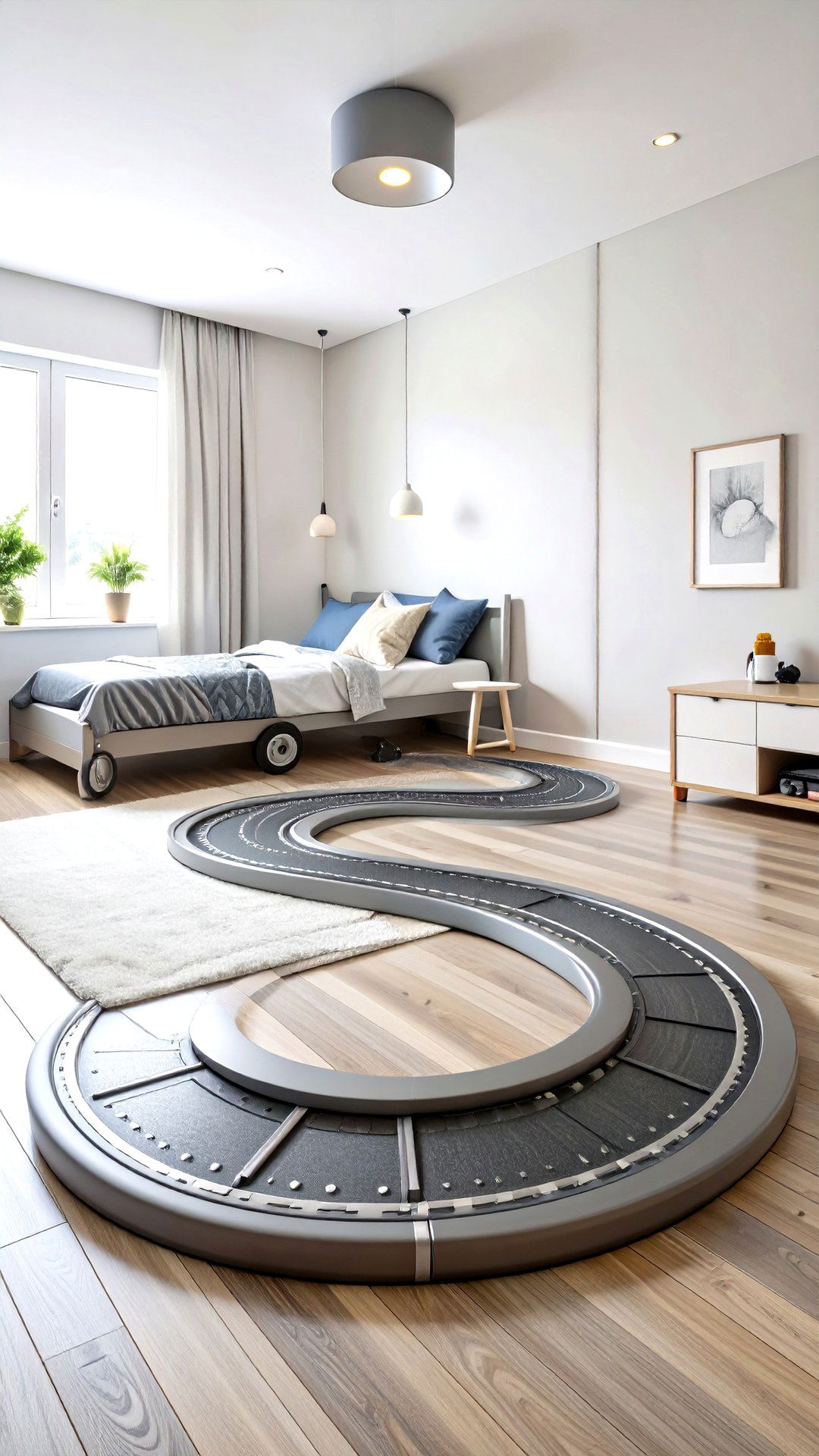 Metallic Silver Racing Track Boys Room Paint - 25 boys room paint ideas