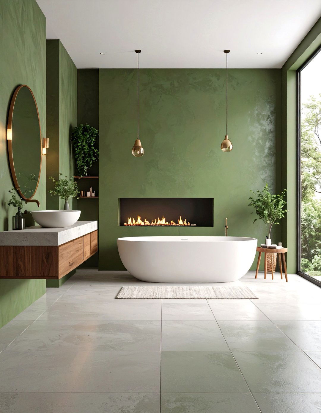 Micro Cement Modernist Wash - 25 olive green accent wall ideas