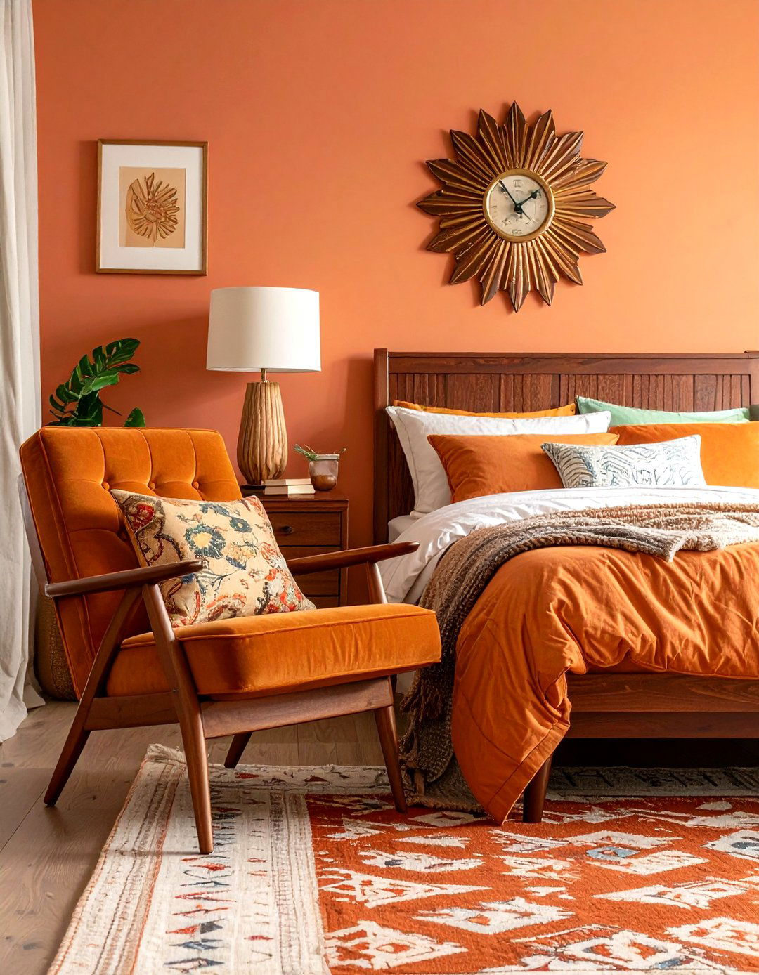 Mid Century Accent Furniture for Retro Charm - 25 orange bedroom ideas