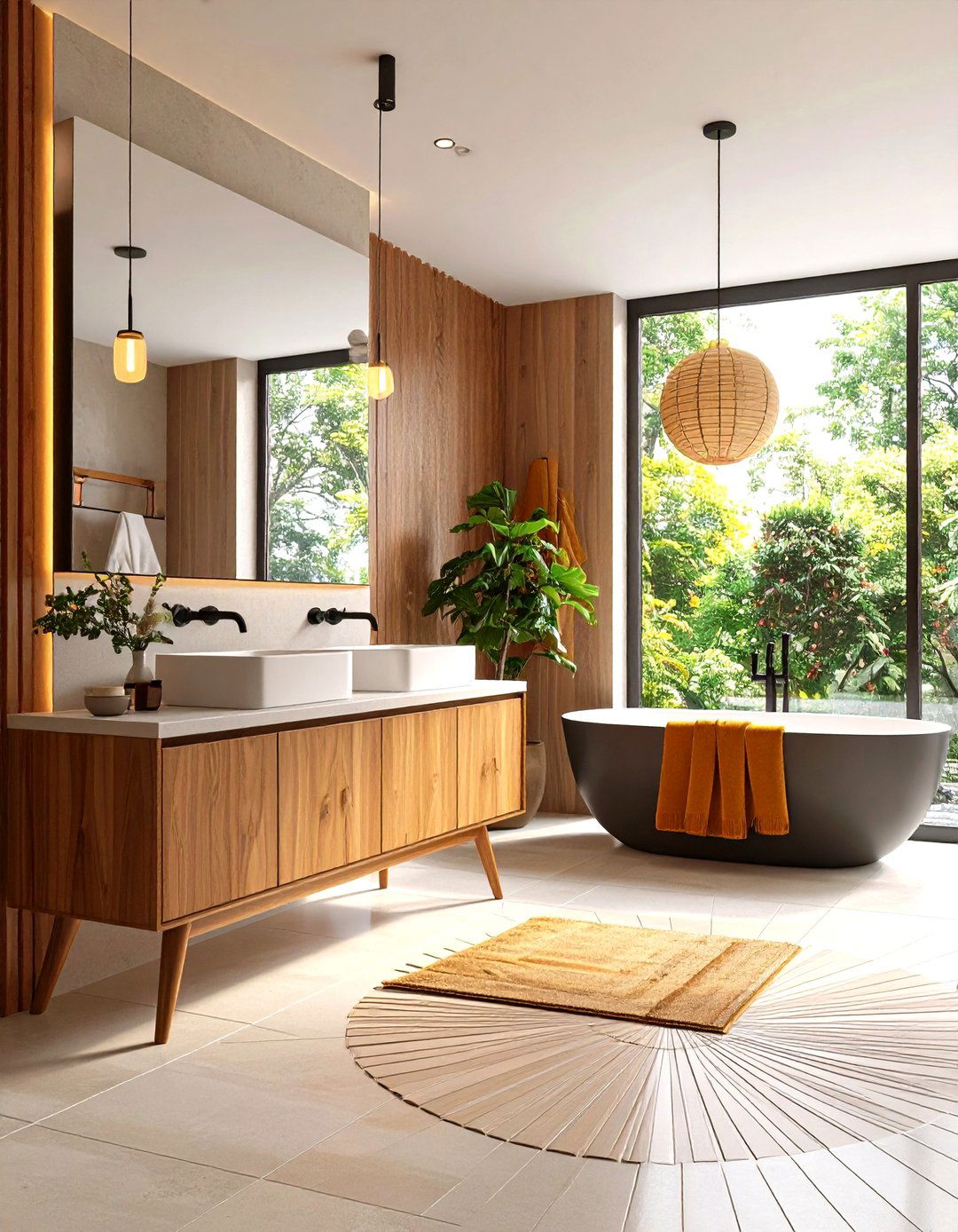 Mid Century Modern Bathroom Edge - 25 bathroom with black fixtures