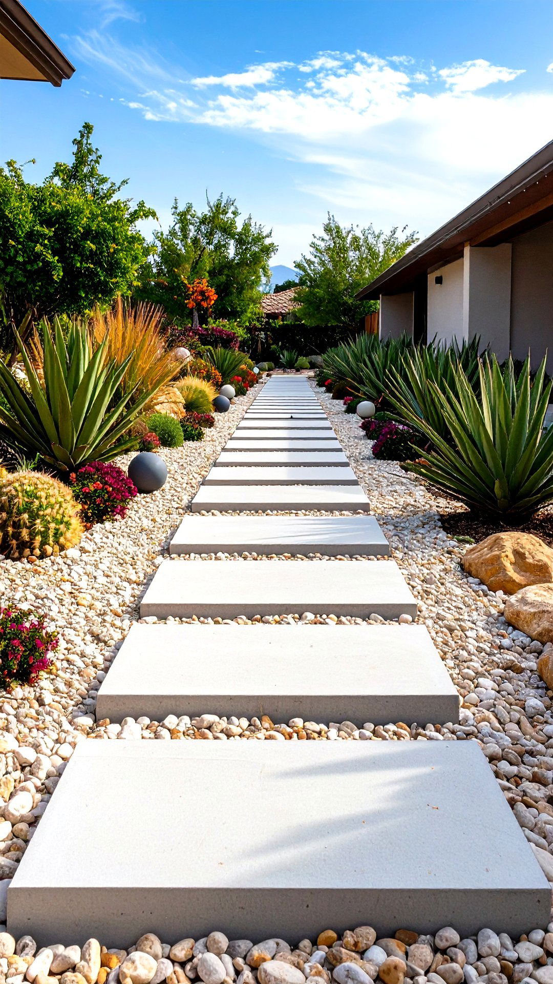 Mid Century Modern Concrete Walkway - 25 concrete walkway ideas