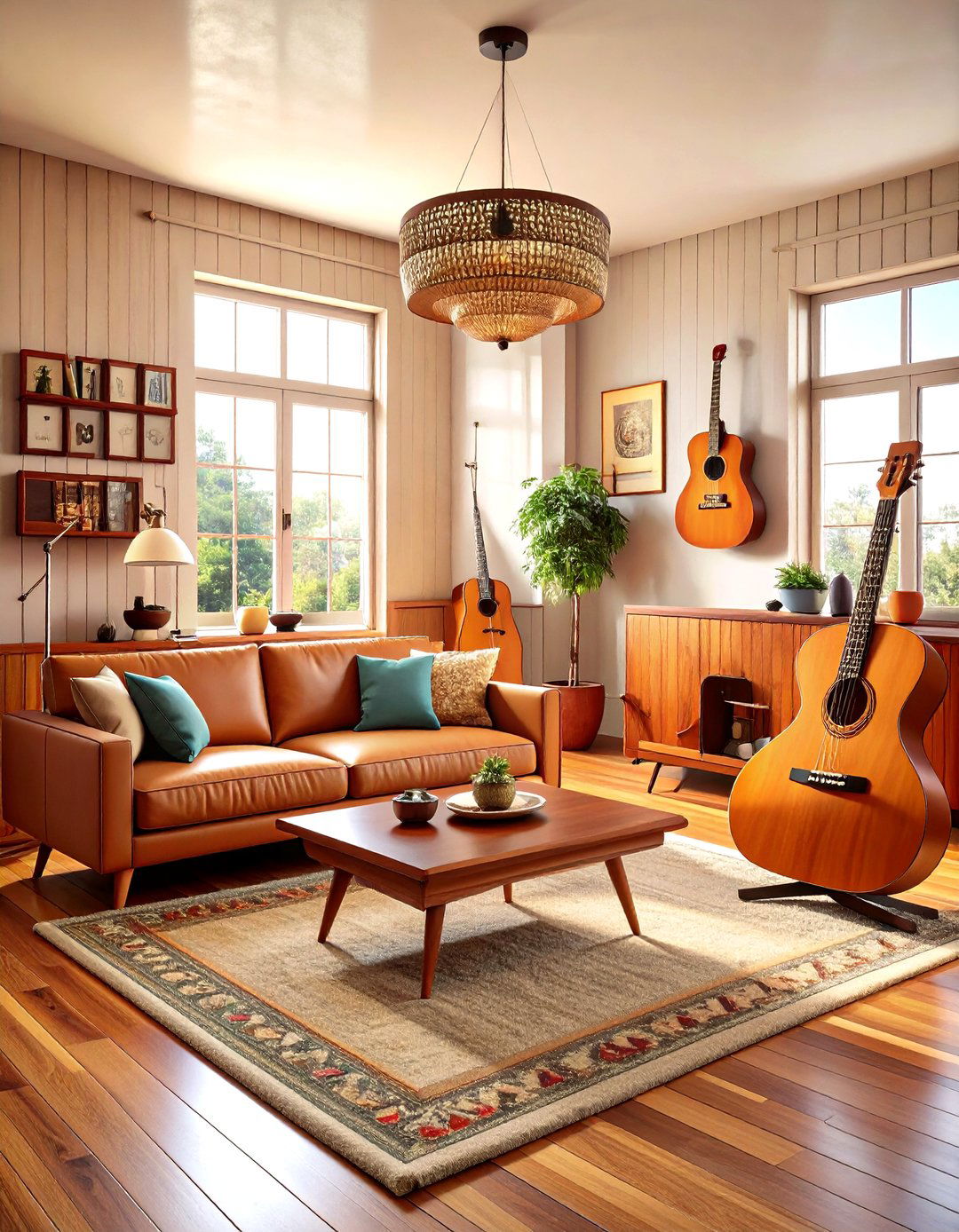 Mid Century Modern Music Room Den