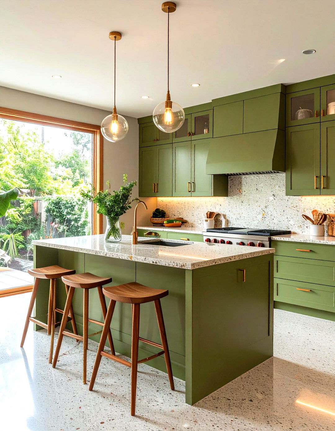 Mid Century Modern Olive Green Kitchen - 25 olive green kitchens